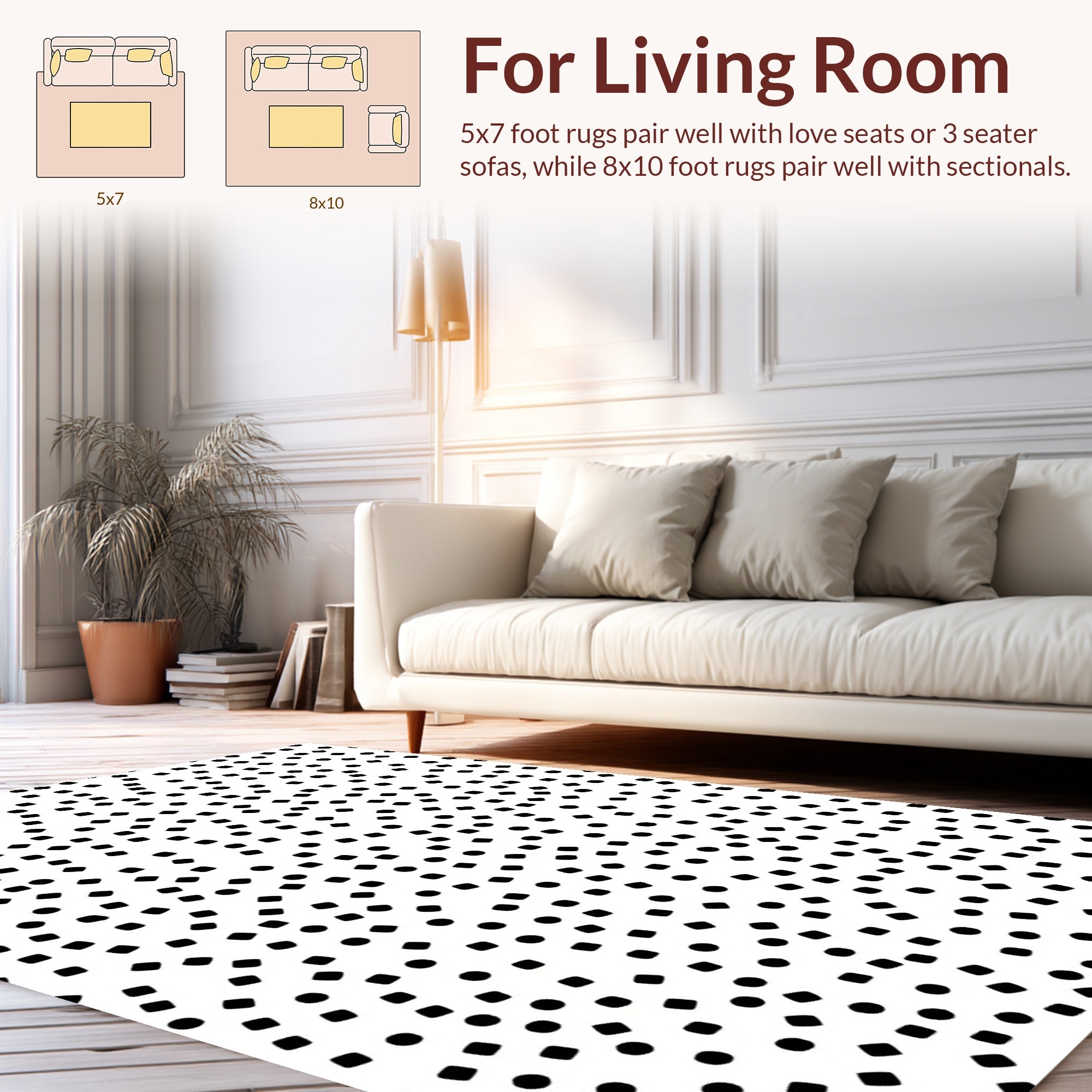 Abstract Scattered Dots Squares Rug