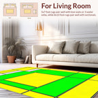Bright Yellow Green Abstract Block Design Rug