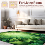 Lush Tropical Jungle Leaf Pattern Rug
