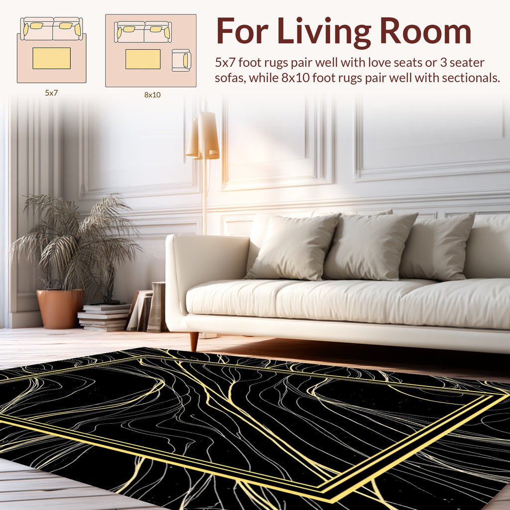 Abstract Yellow And White Swirl Rug