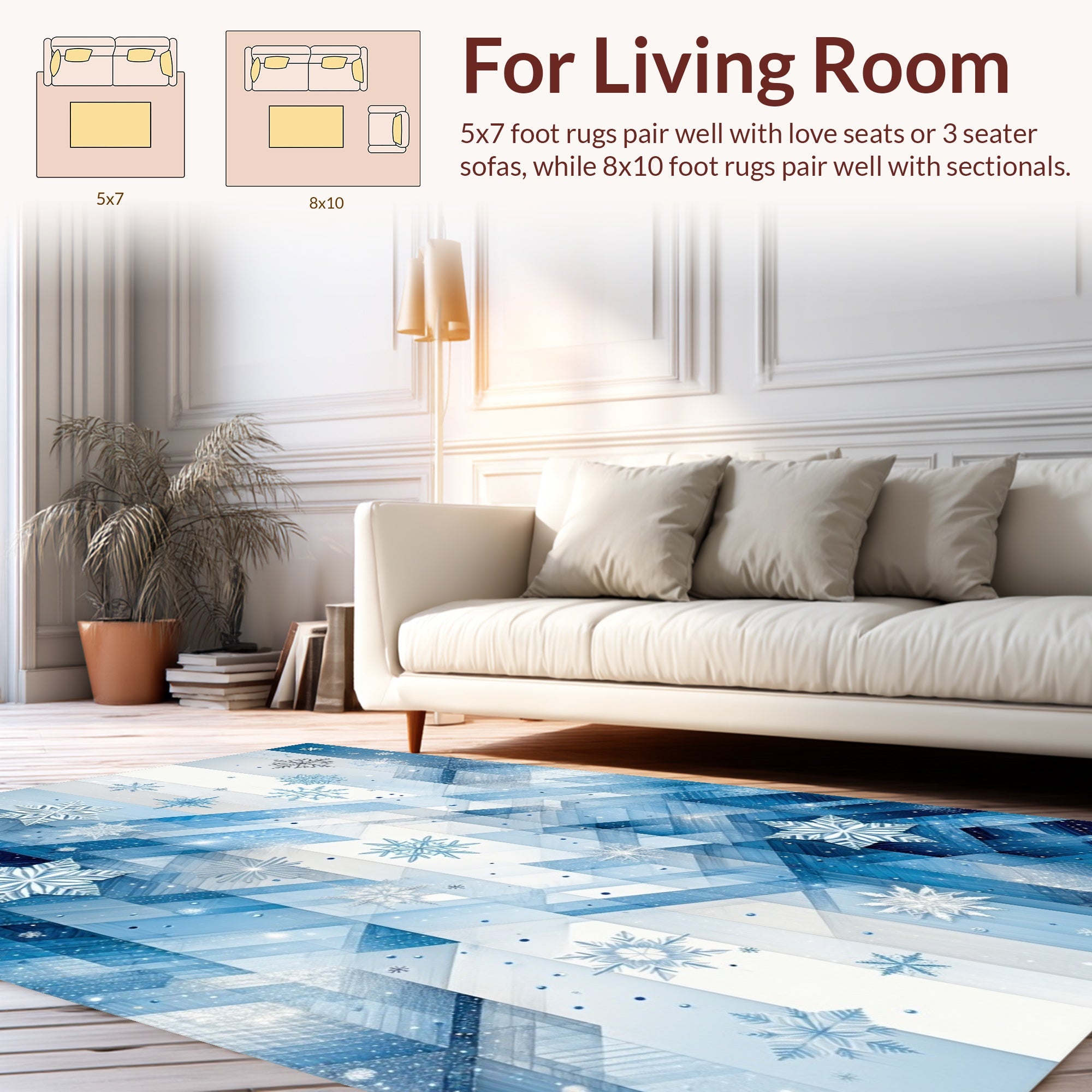 Winter Snowflake Geometric Pattern Rug