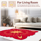Symmetrical Red Floral Star Pattern Rug