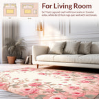 Romantic Pink Floral Vine Design Rug