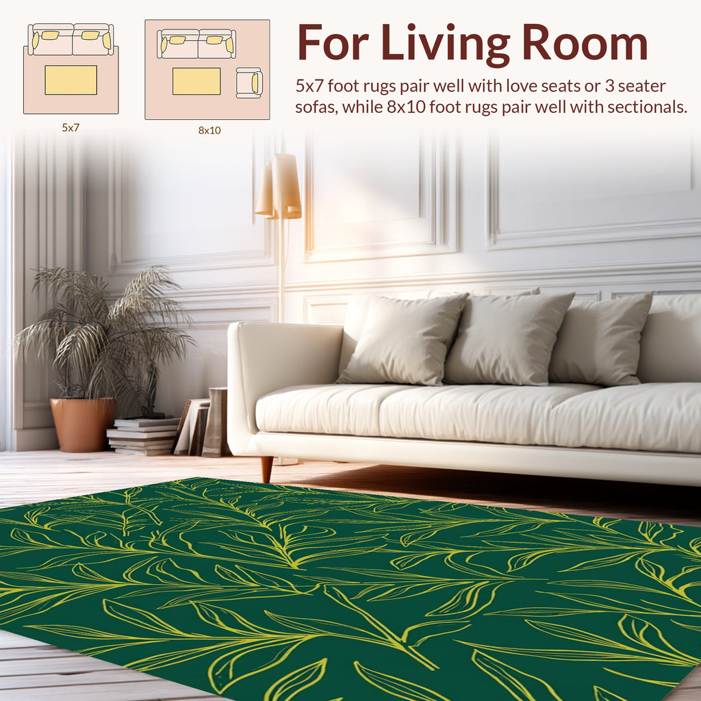 Golden Leafy Vine Pattern Rug