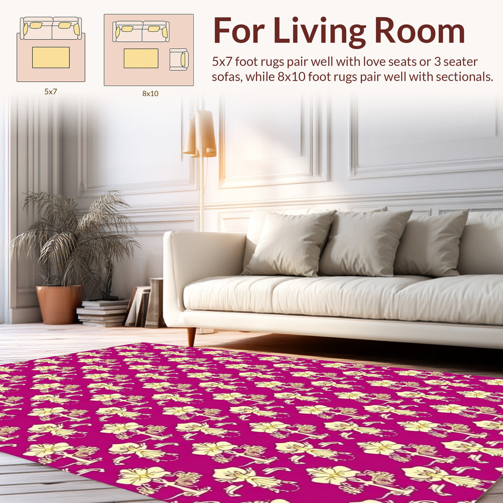 Orchid And Leaf Detailed Pattern Rug