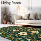 Emerald Floral Scroll Vintage Design Rug