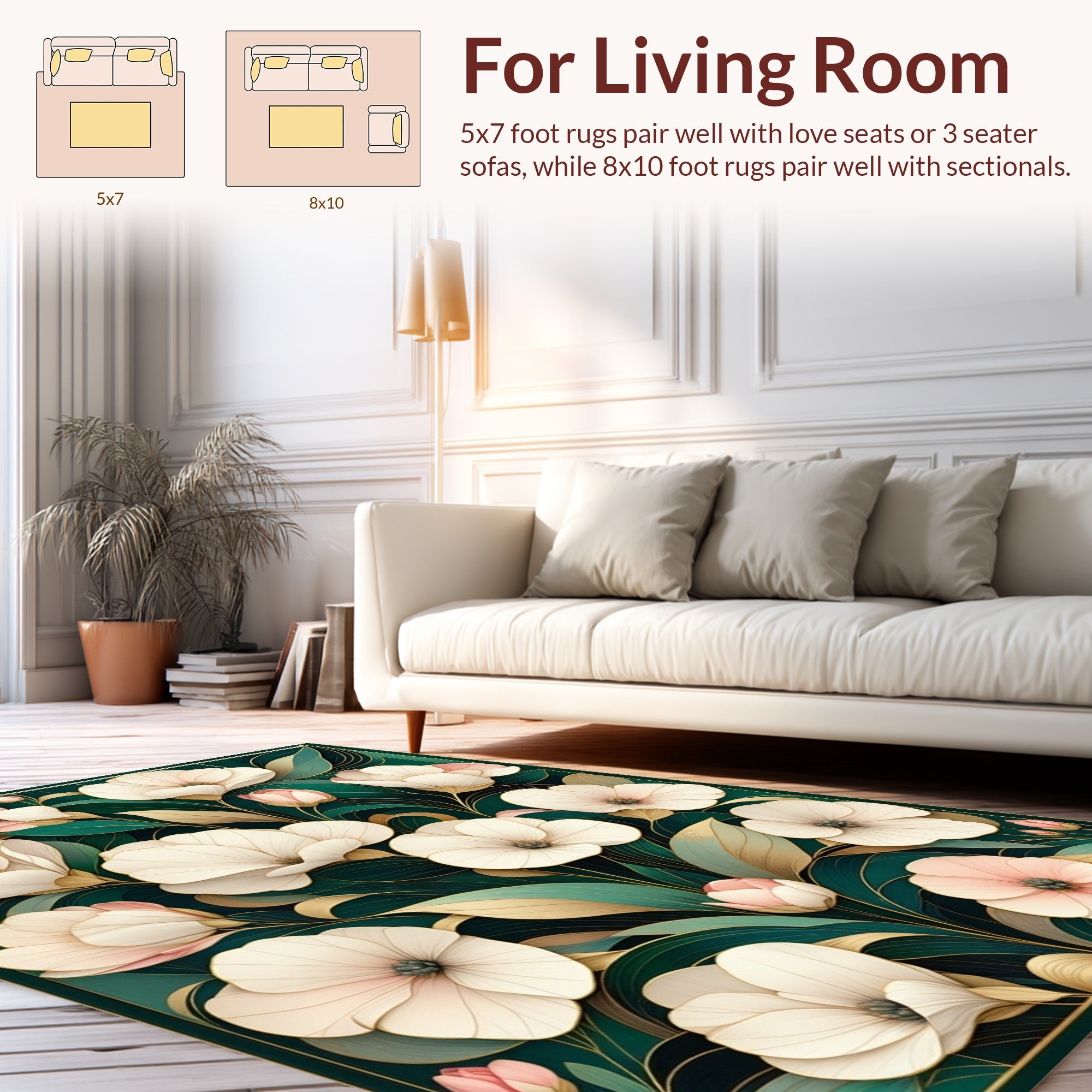 Elegant Floral And Leafy Art Nouveau Rug