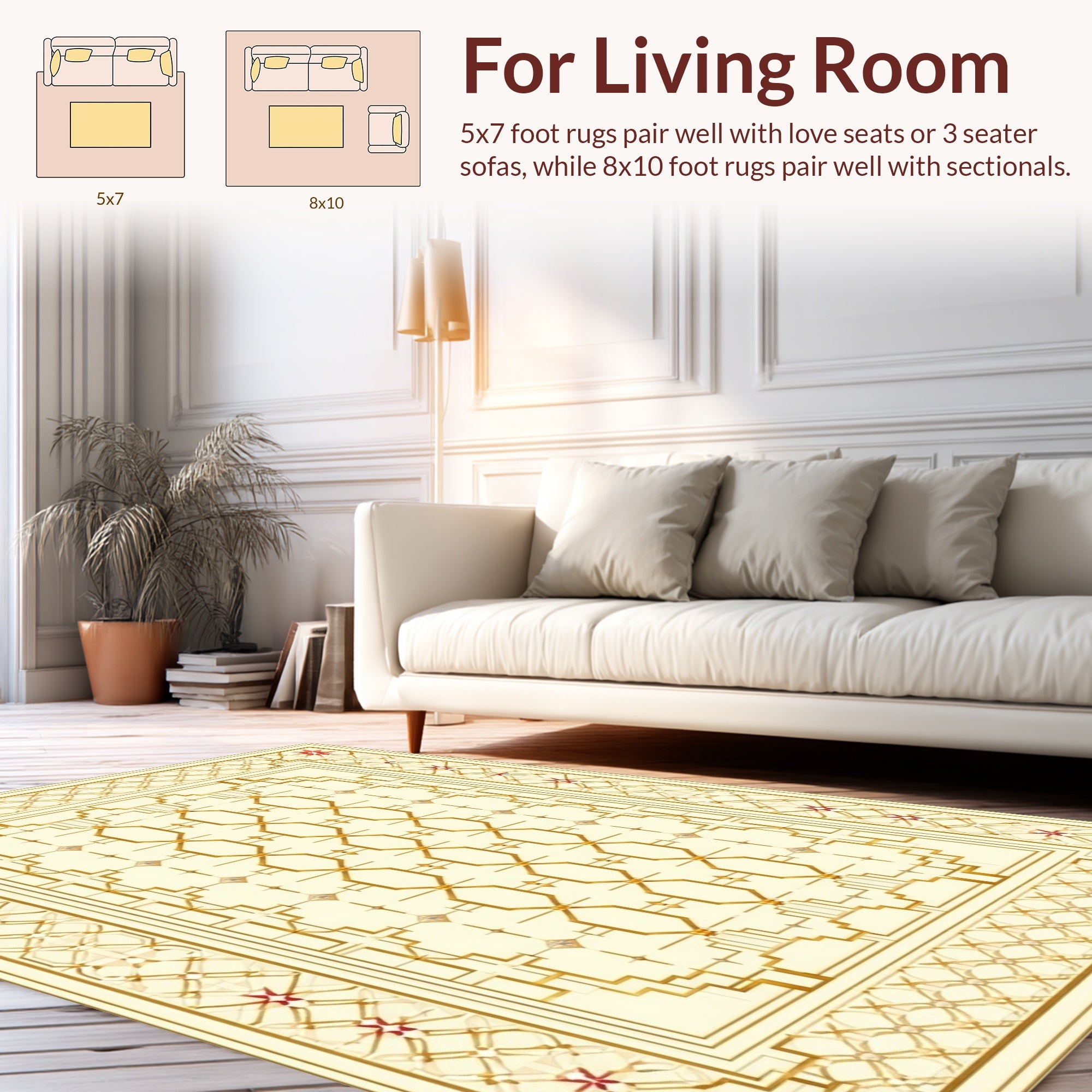 Elegant Golden Geometric Lattice Rug
