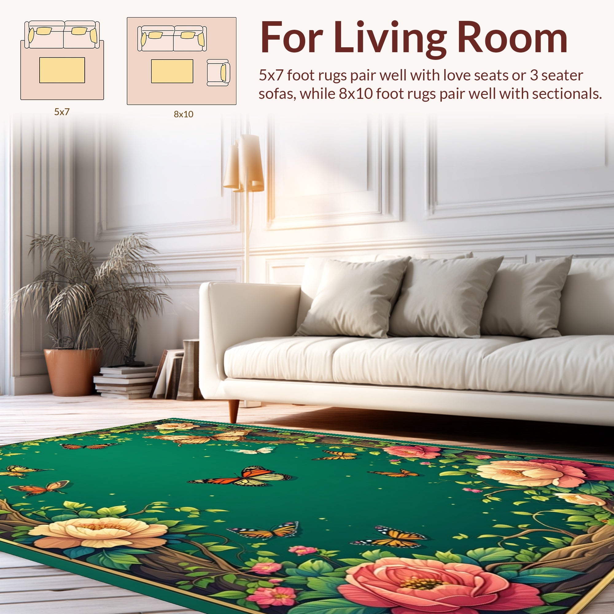 Enchanting Butterfly Floral Garden Rug