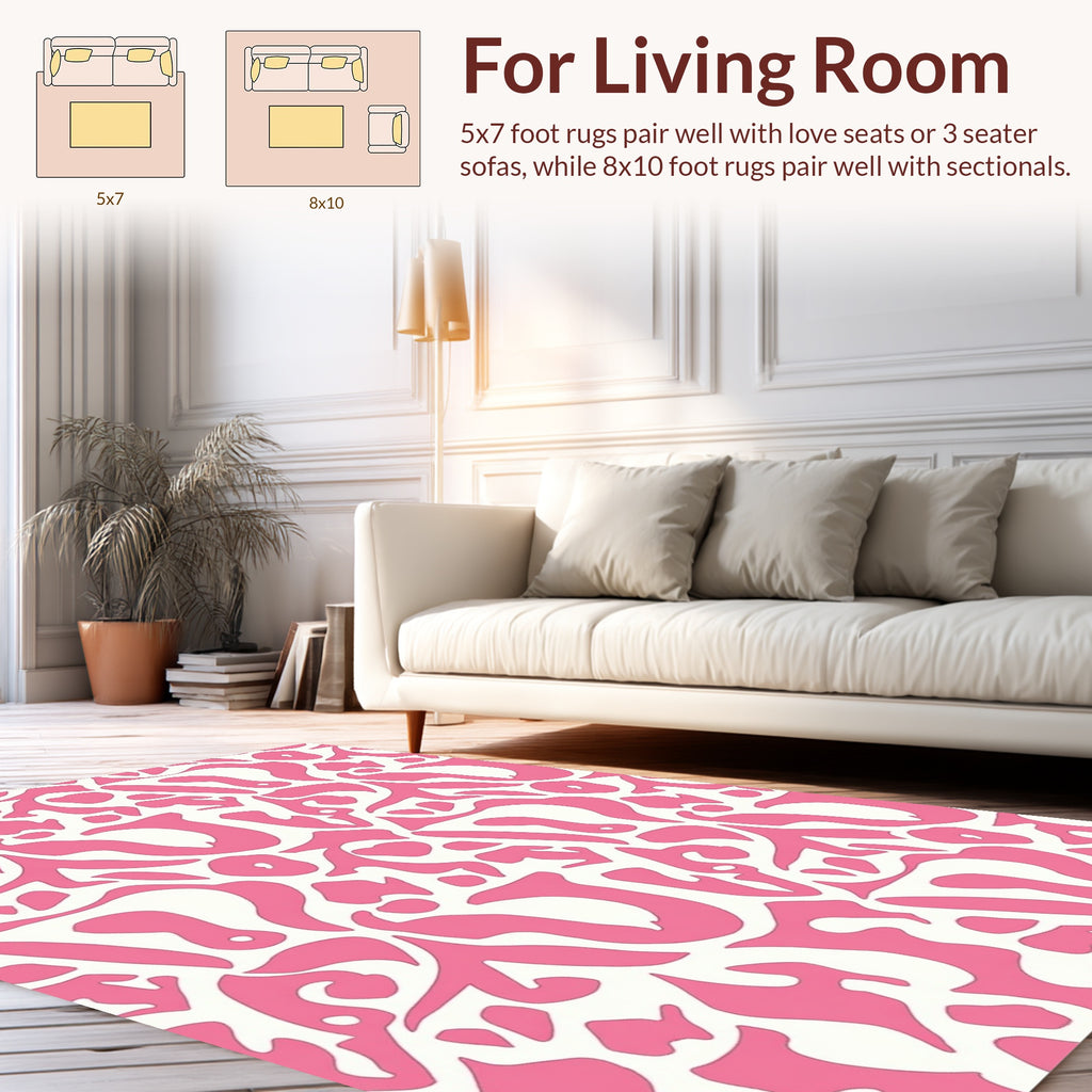 Abstract Pink White Organic Pattern Rug