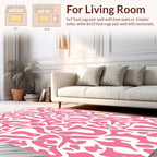 Abstract Pink White Organic Pattern Rug