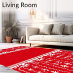Bold Red White Floral Arch Rug