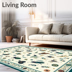 Whimsical Insect Floral Border Pattern Rug