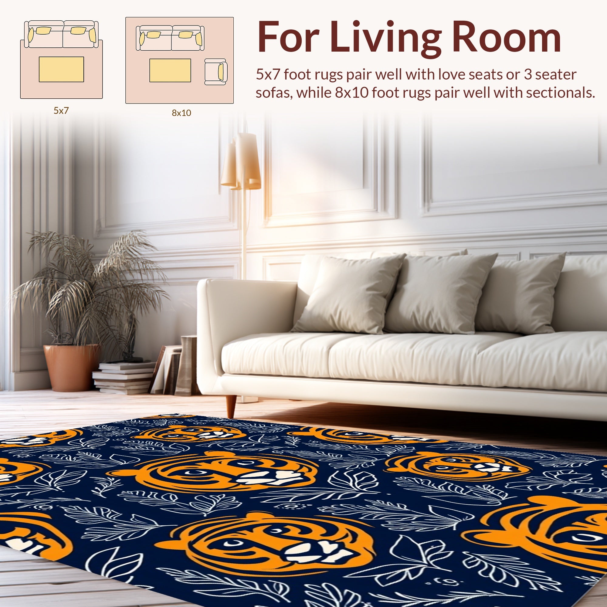Bold Tiger Floral Pattern Rug