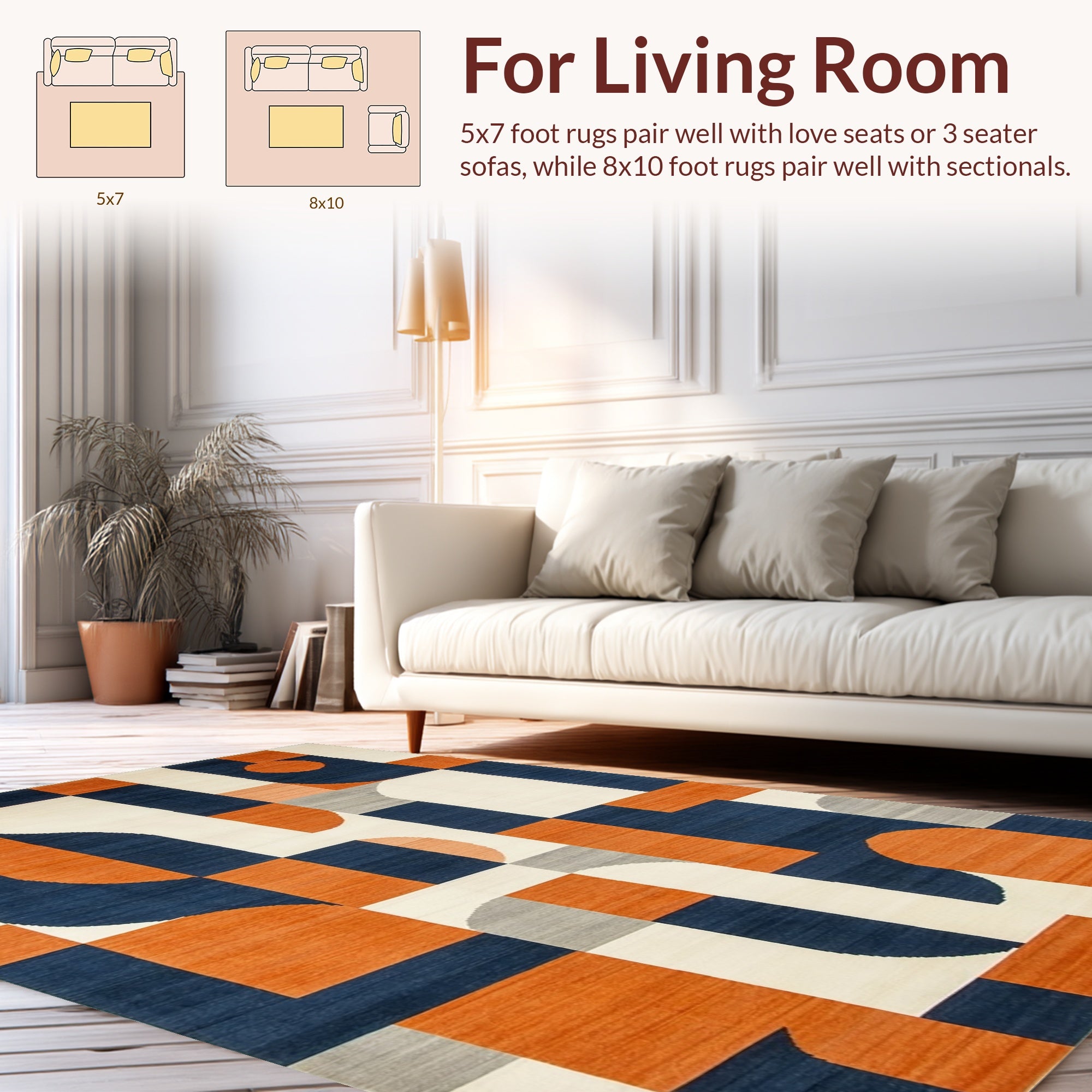 Abstract Geometric Shapes Block Pattern Rug