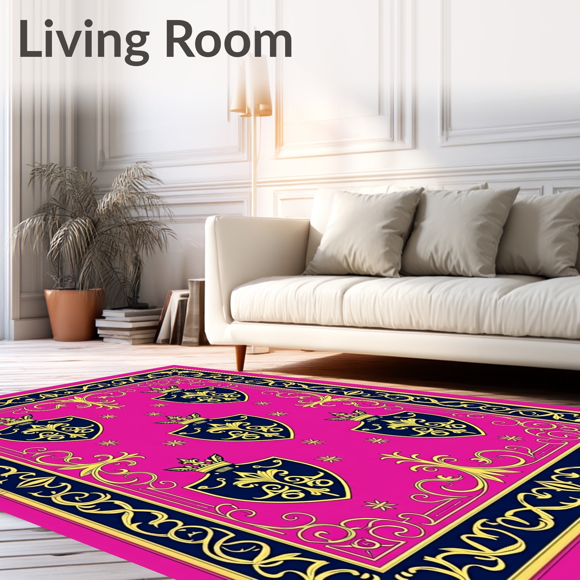 Royal Pink Shield Crest Collage Rug