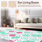 Playful Pink Teal Circular Pattern Rug