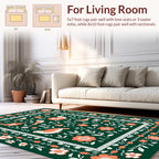 Coral Birds With Botanical Flourish Pattern Rug