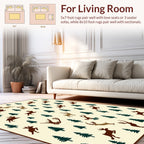Christmas Reindeer Pine Tree Pattern Rug
