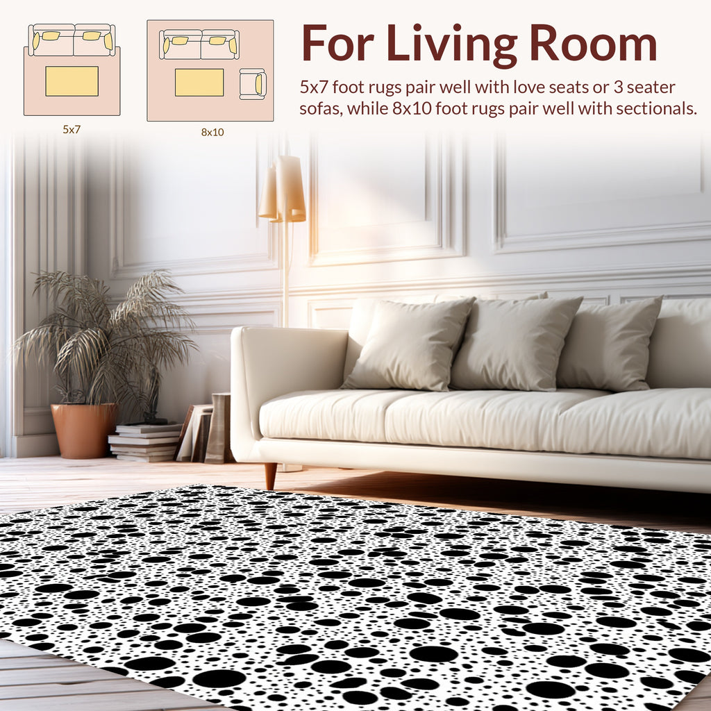 Abstract Black Dot Pattern Rug