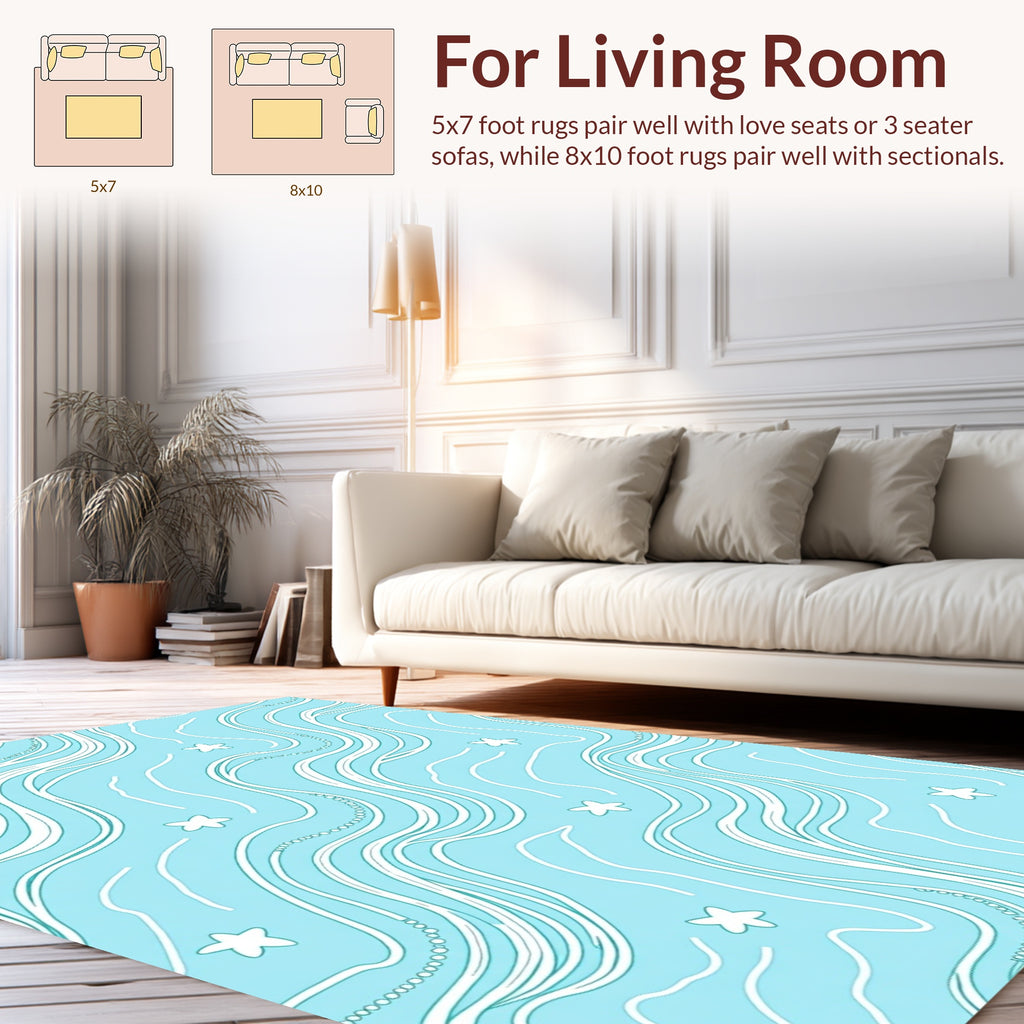 Ocean Wave with Starfish Motif Rug