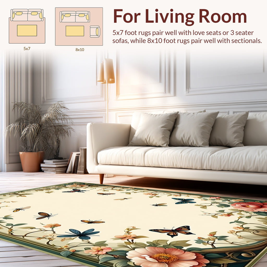Floral Butterflies and Branches Rug