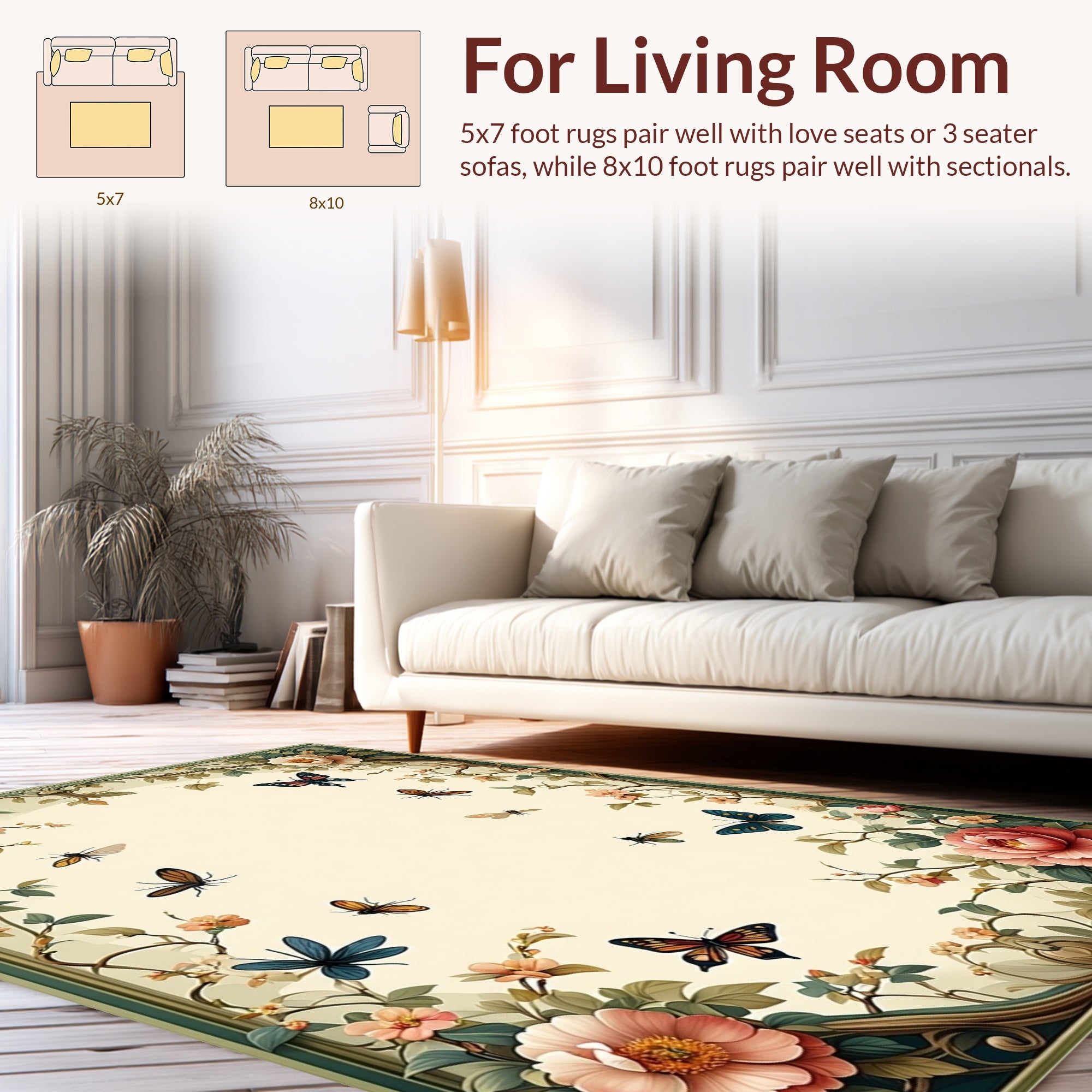 Floral Butterflies and Branches Rug