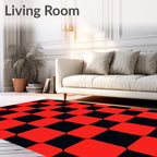 Bold Red Black Checkered Squares Rug