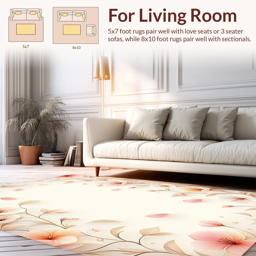 Delicate Floral Vine Patterned Rug