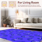 Abstract Blue White Fan Pattern Rug