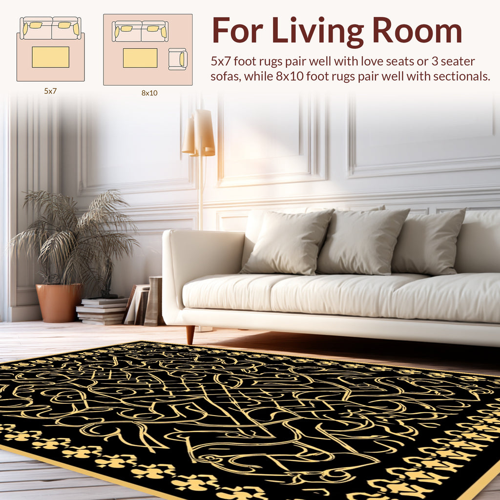 Intricate Golden Swirls And Lines Rug