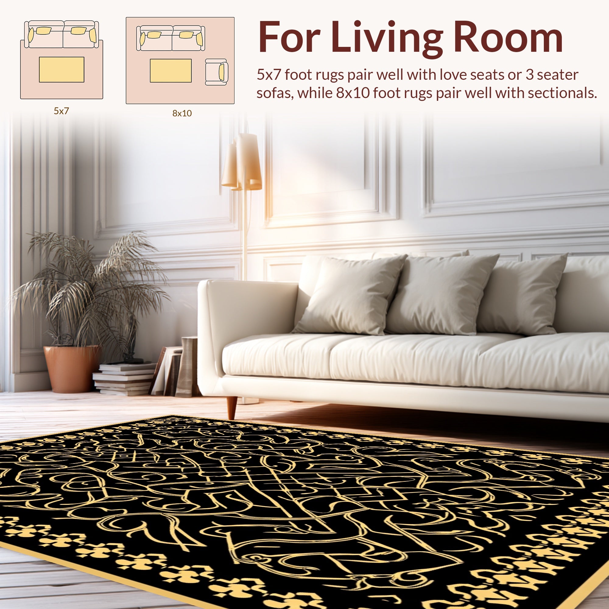 Intricate Golden Swirls And Lines Rug
