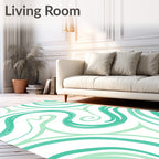Aqua Swirls Abstract Line Rug