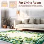 Green Vine White Floral Garden Rug