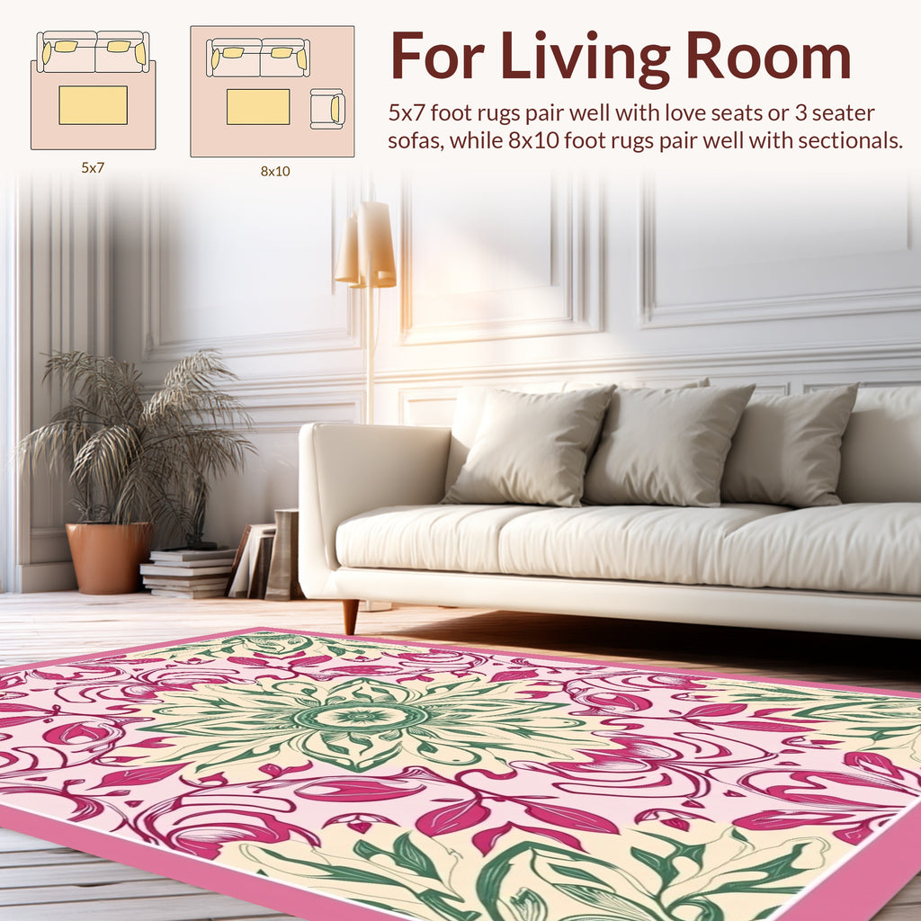 Art Nouveau Floral Mandala Design Rug