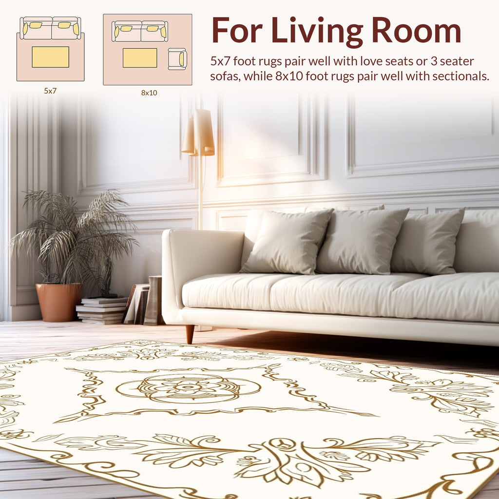 Classic Floral Scrollwork Decorative Design Rug