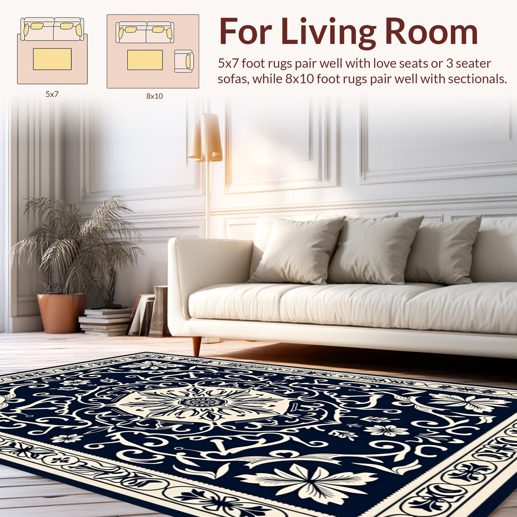 Intricate Floral Medallion Pattern Rug