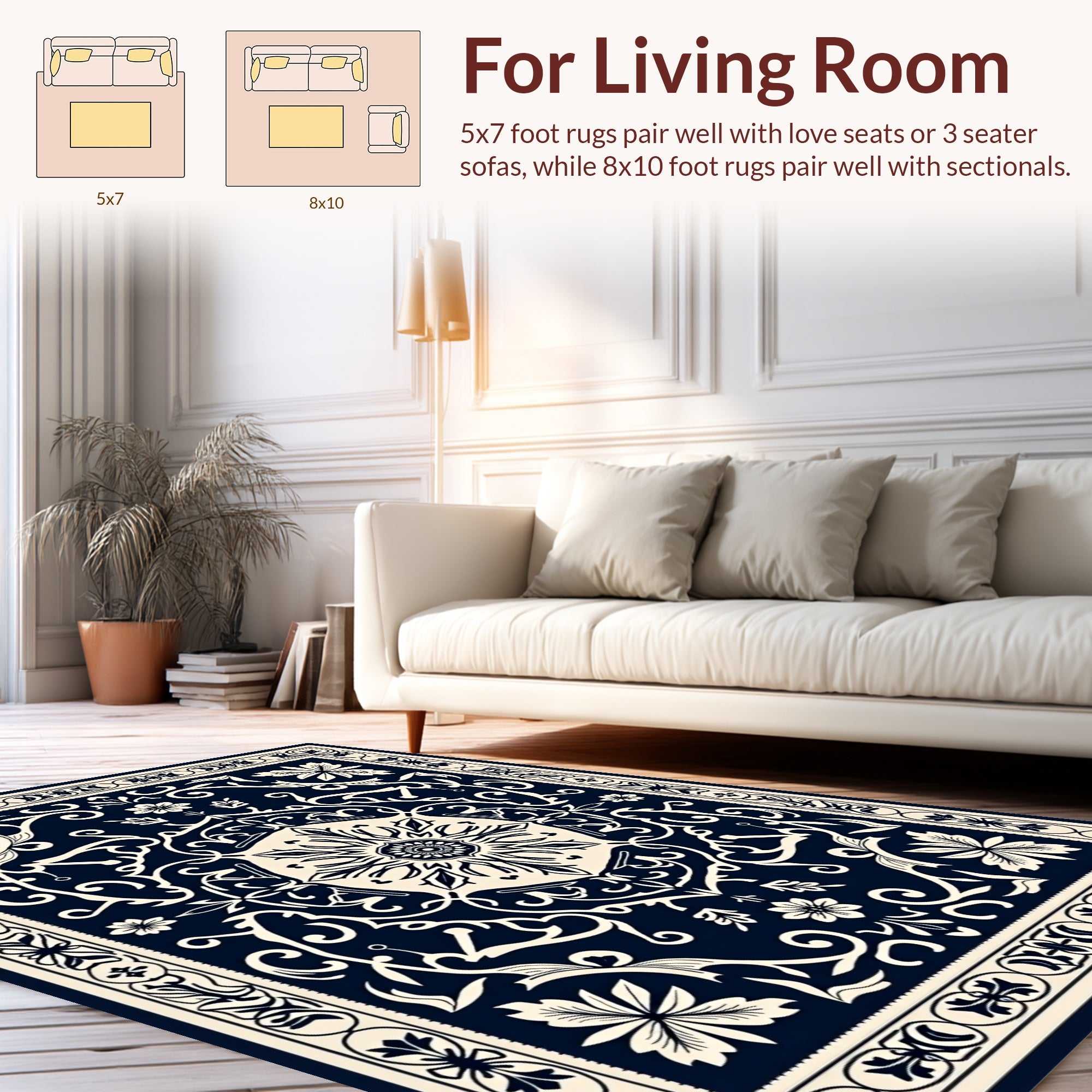 Intricate Floral Medallion Pattern Rug