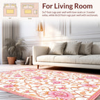 Pink Floral Vine Intricate Pattern Rug
