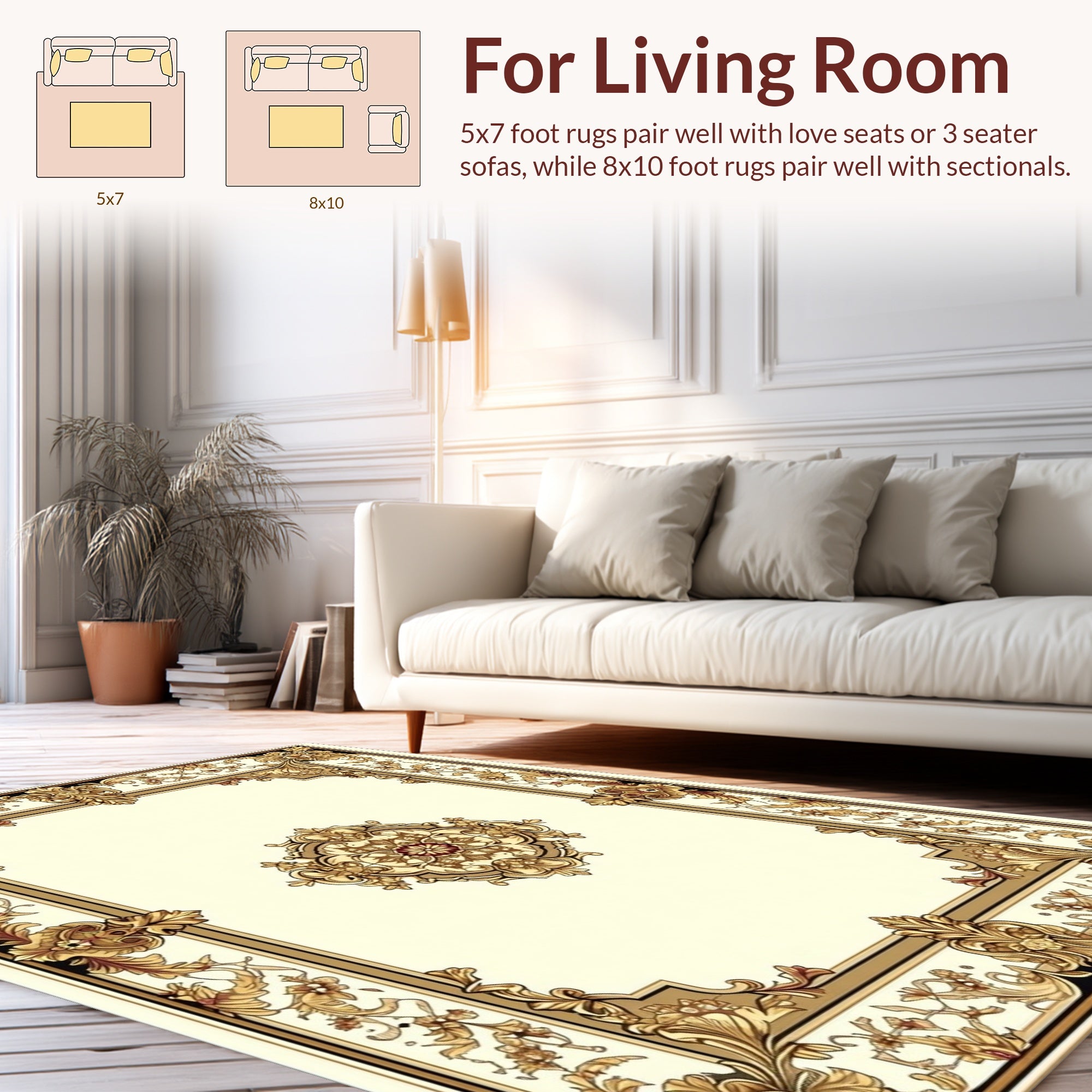 Ornate Floral Frame Design Rug