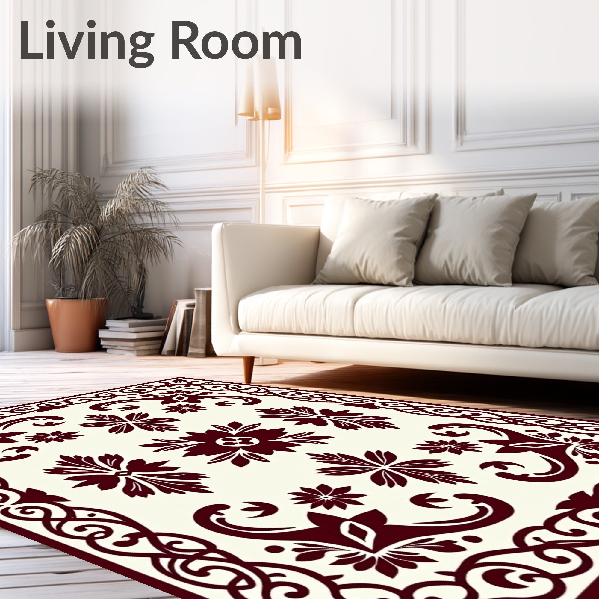 Deep Burgundy Grand Floral Scroll Rug