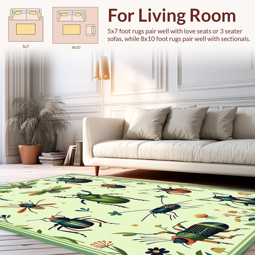 Whimsical Insect Garden Pattern Rug