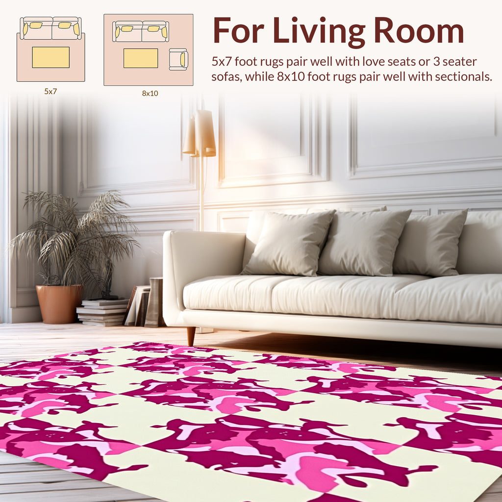 Pink Camouflage Checkerboard Pattern Rug
