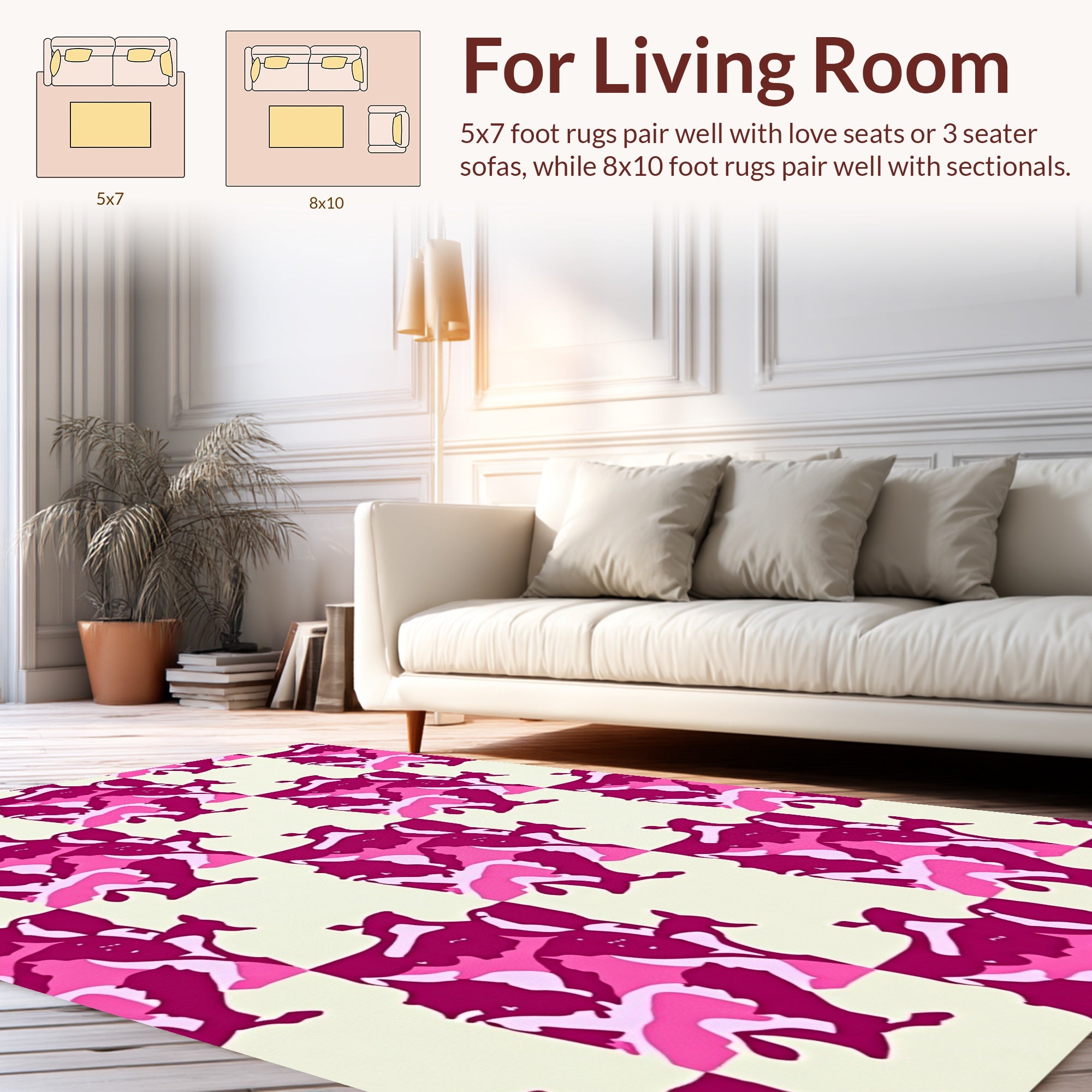 Pink Camouflage Checkerboard Pattern Rug