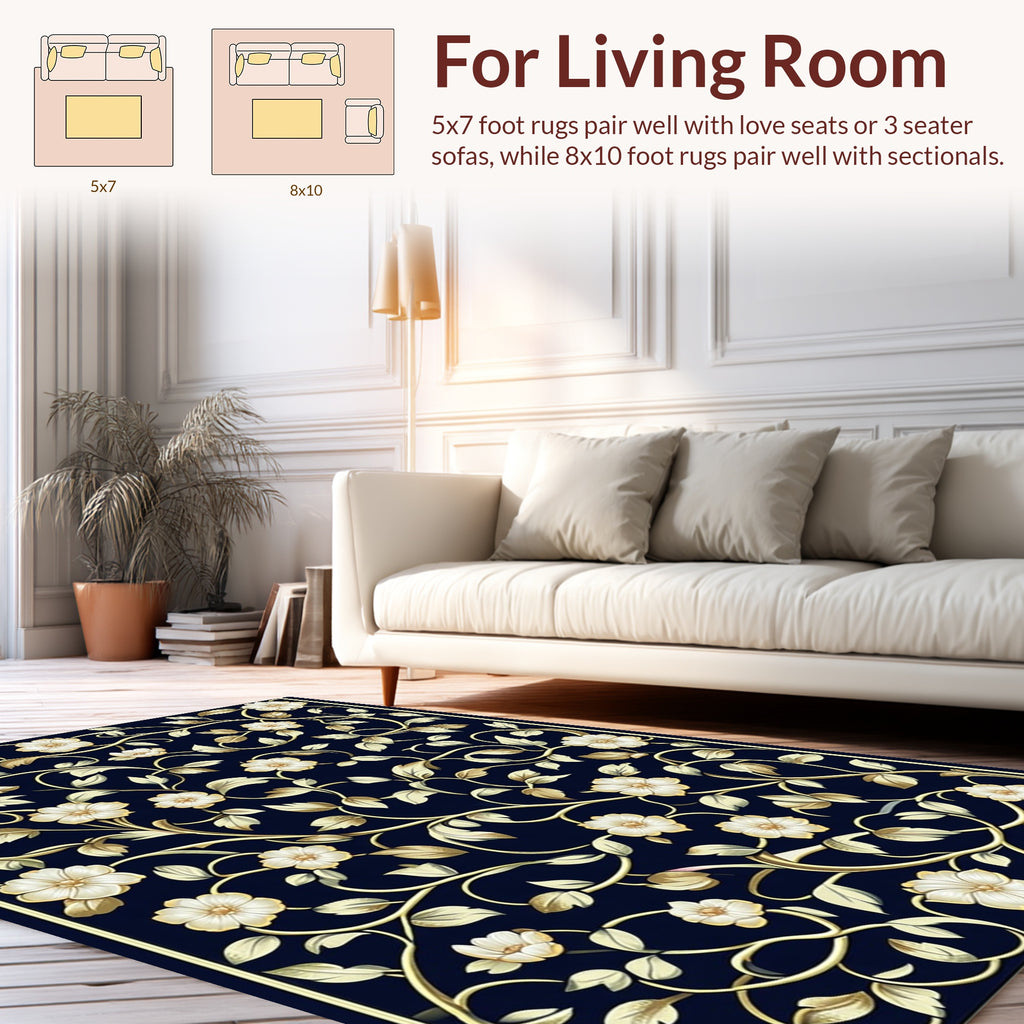 Elegant Floral Vine Pattern Rug