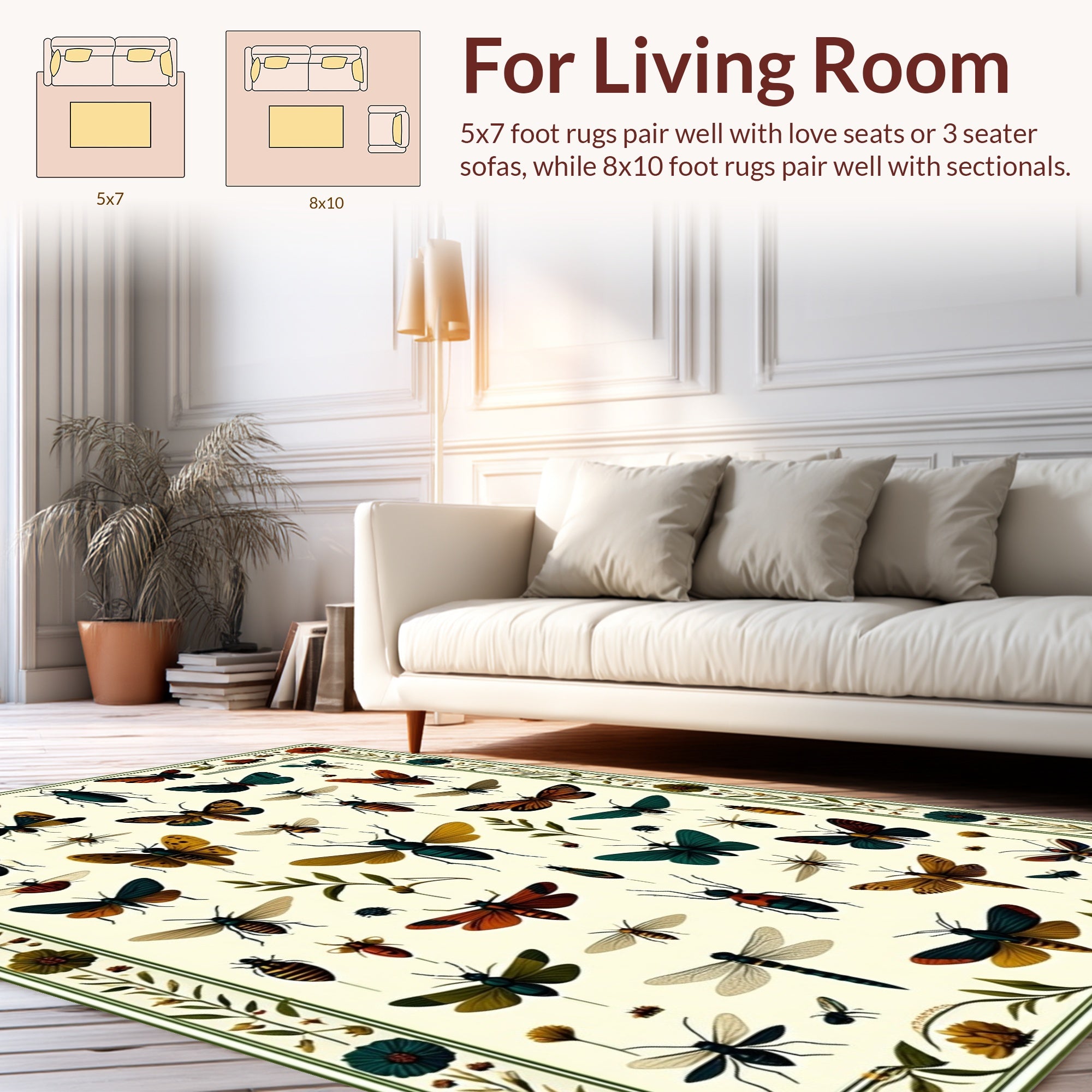 Vintage Insect Collection Pattern Design Rug
