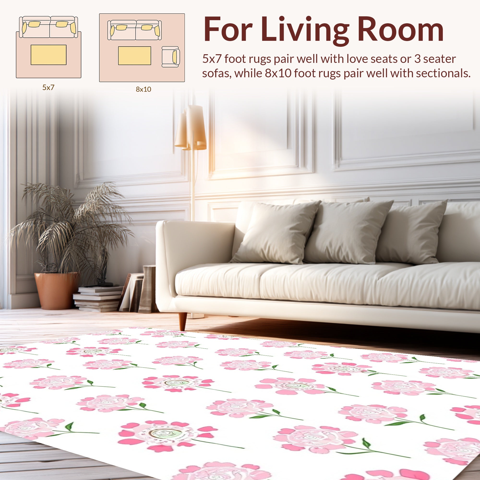 Pink Floral Pattern Design Rug