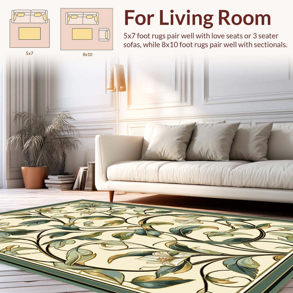 Art Nouveau Floral Vine Border Rug