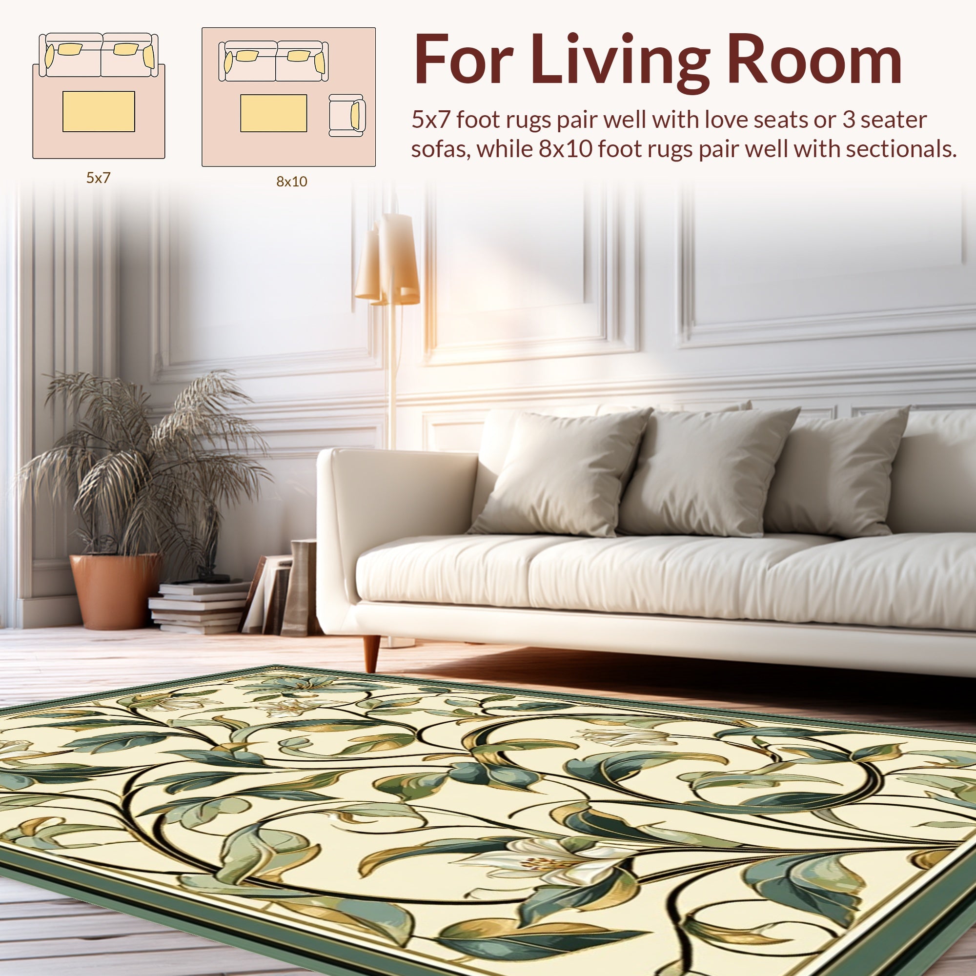 Art Nouveau Floral Vine Border Rug