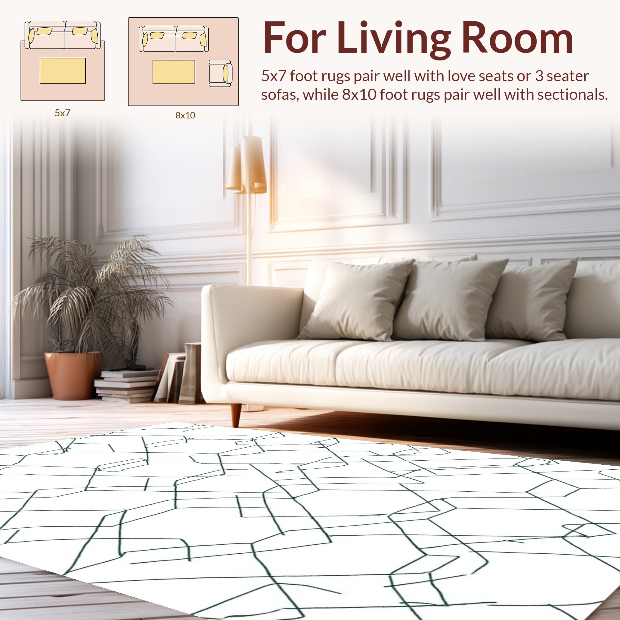 Abstract Geometric Outline Design Rug